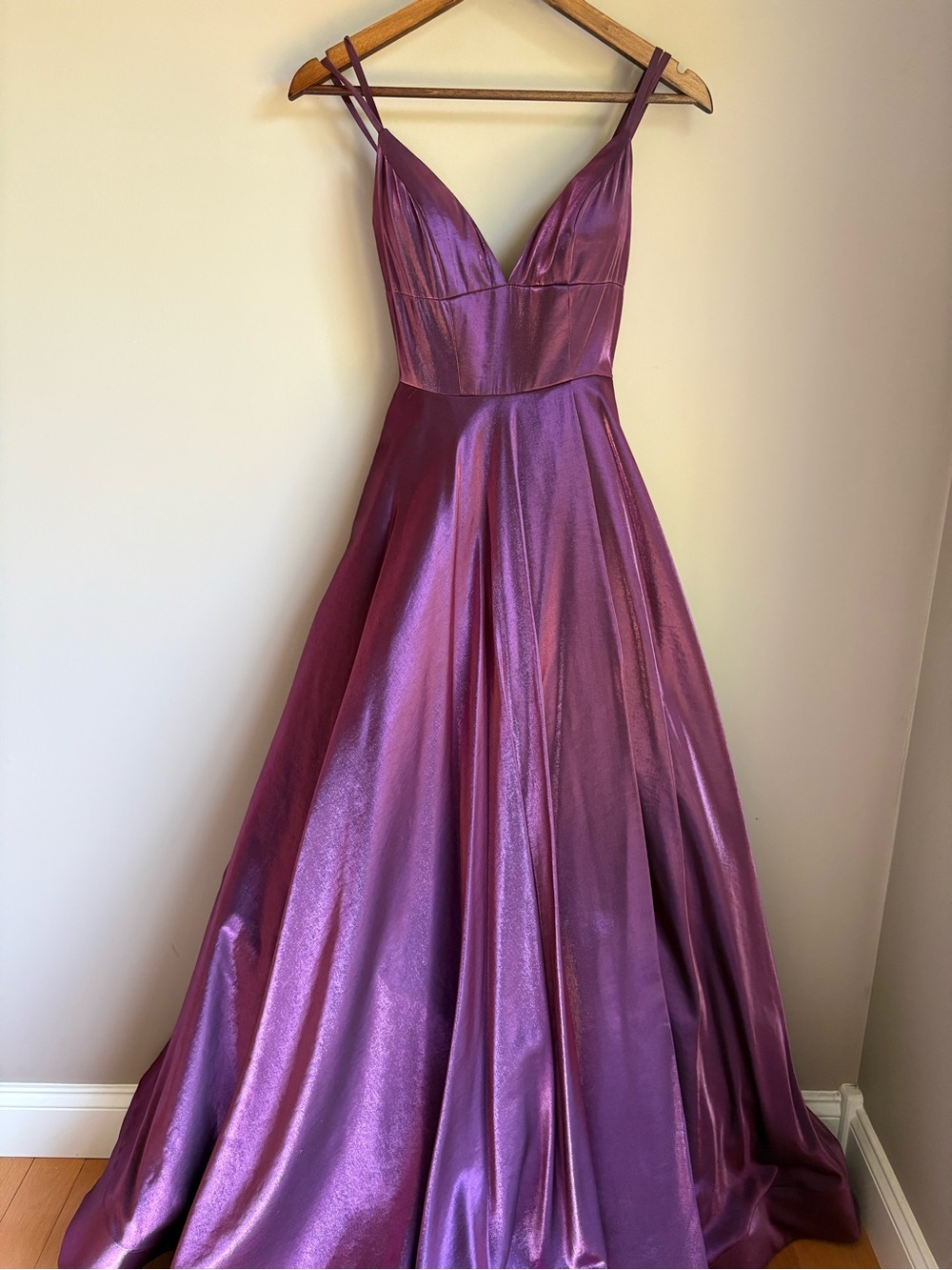 Sherri Hill Satin A-Line Prom Dress Gown Special Occasion Deep Purple Size 0 - Picture 3 of 12